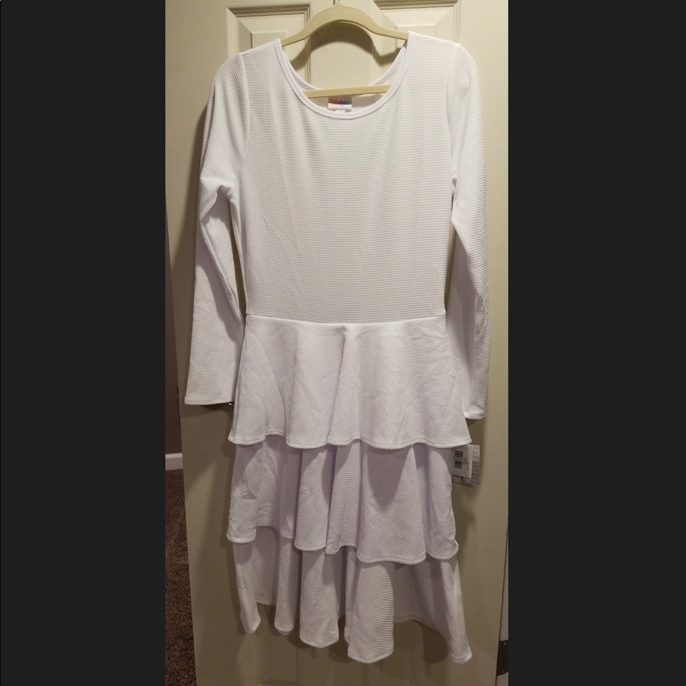 NWT RARE SOLID WHITE LULAROE GEORGIA DRESS - LARGE